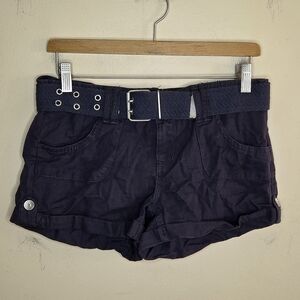 Y2K Dollhouse | Dark Gray Cuffed Low Rise Short Shorts with Belt Junior Size 3